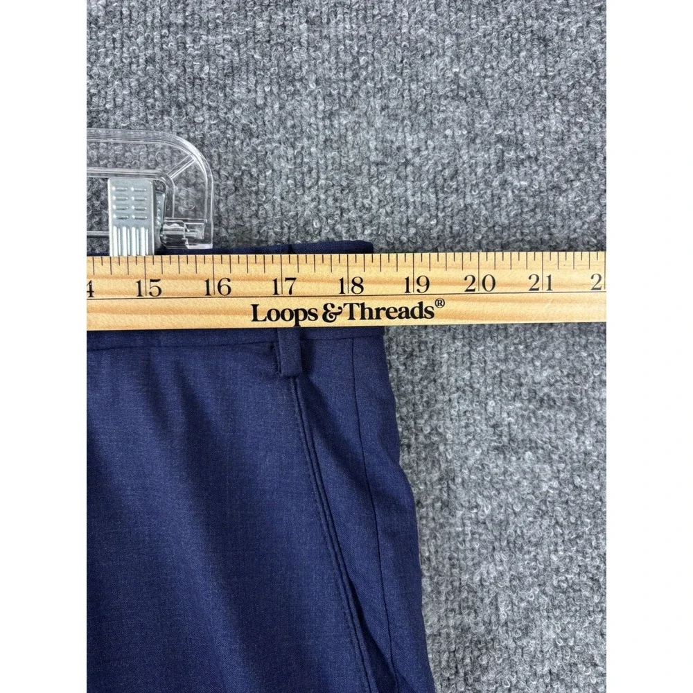 6 East Reda Dress Pants Men 36x26‎ Blue Italian Wool Super 130's Office Luxury